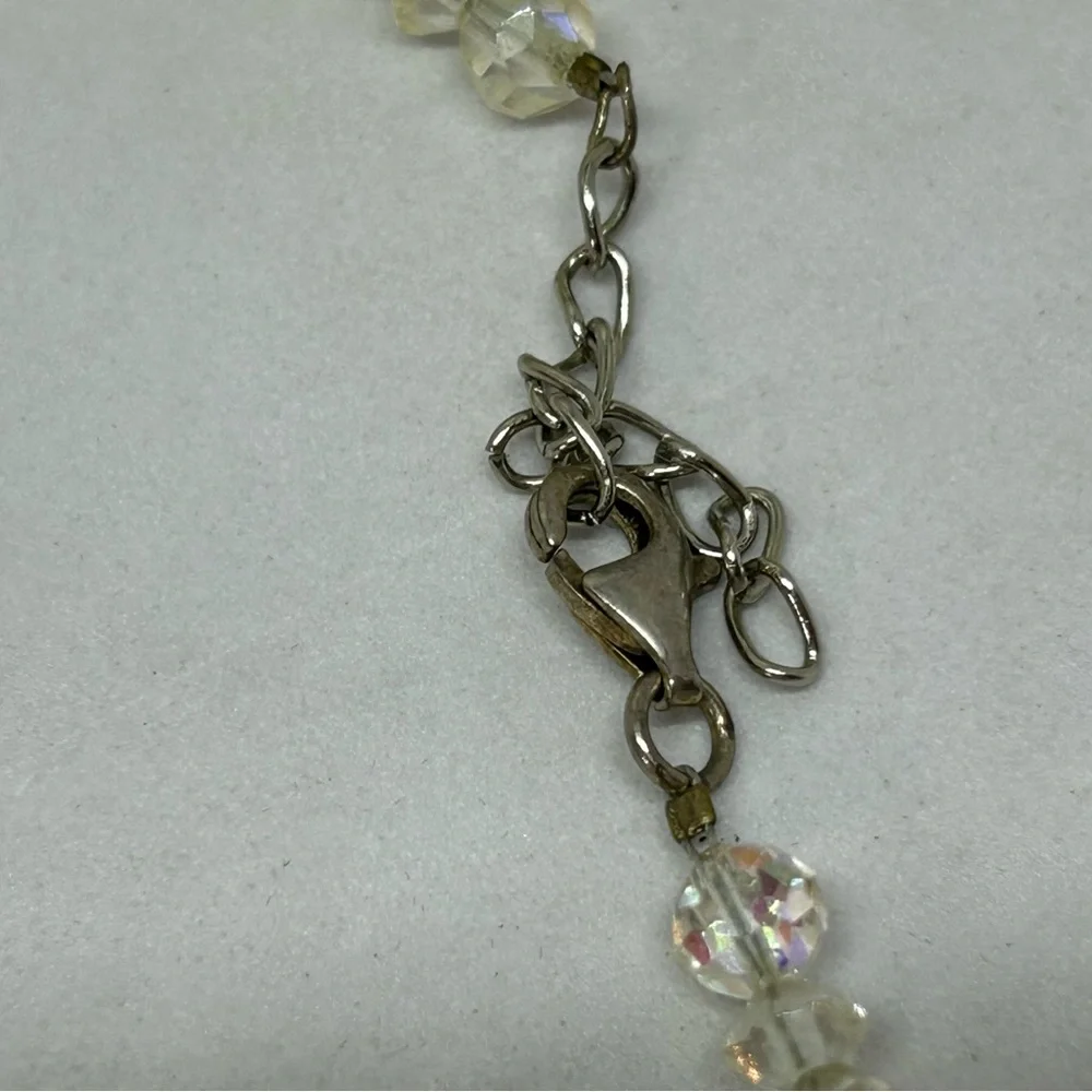 Vintage Clear Gemstones Necklace with Dainty‎ Earrings Victorian Classic